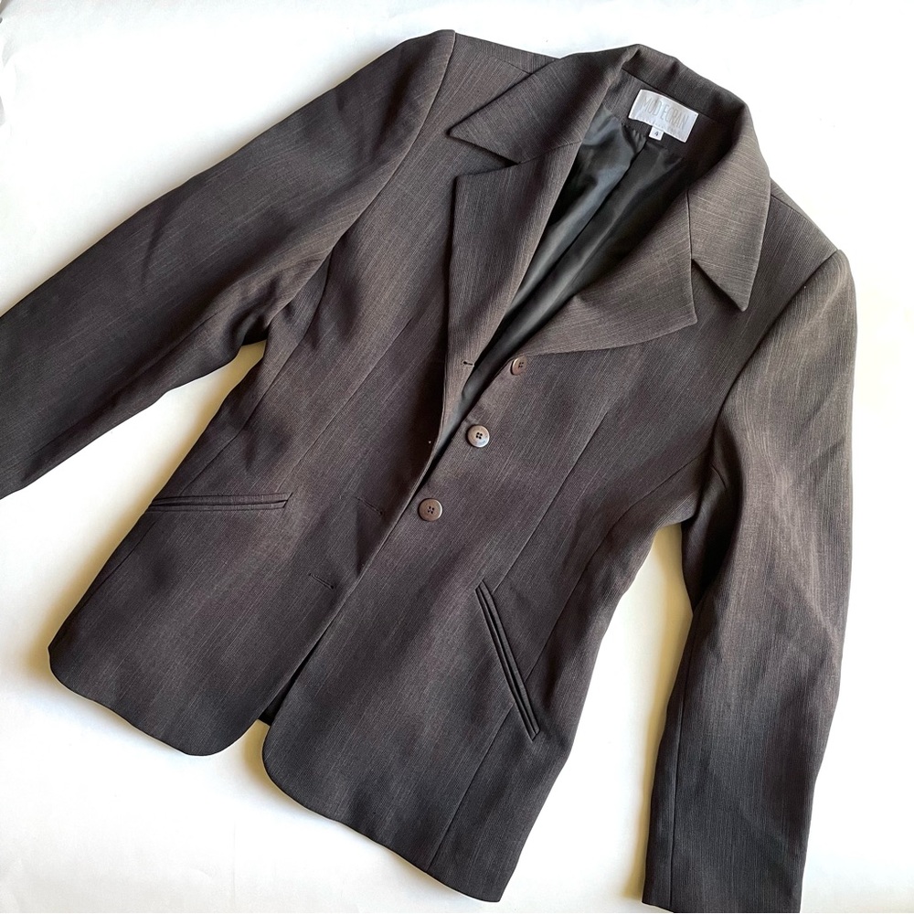 Vintage 90s Oversized Charcoal Gray Blazer